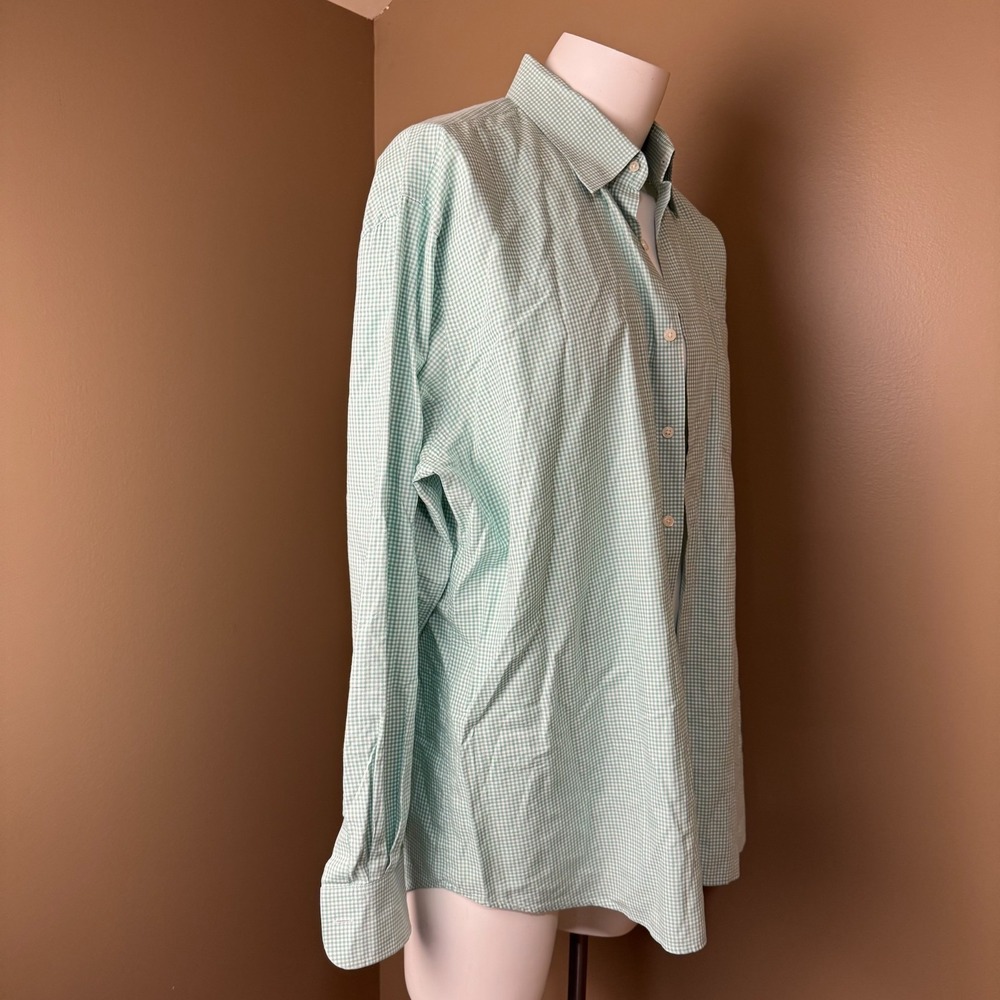 Peter Millar Crown Finish White Green Gingham Button-Down Shirt Size XL - Picture 2 of 10